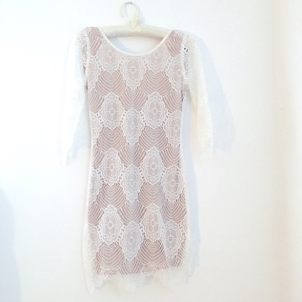 Lulu white lace lined dress. Size small